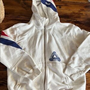 PALACE White Hoodie with Blue and Red Accents